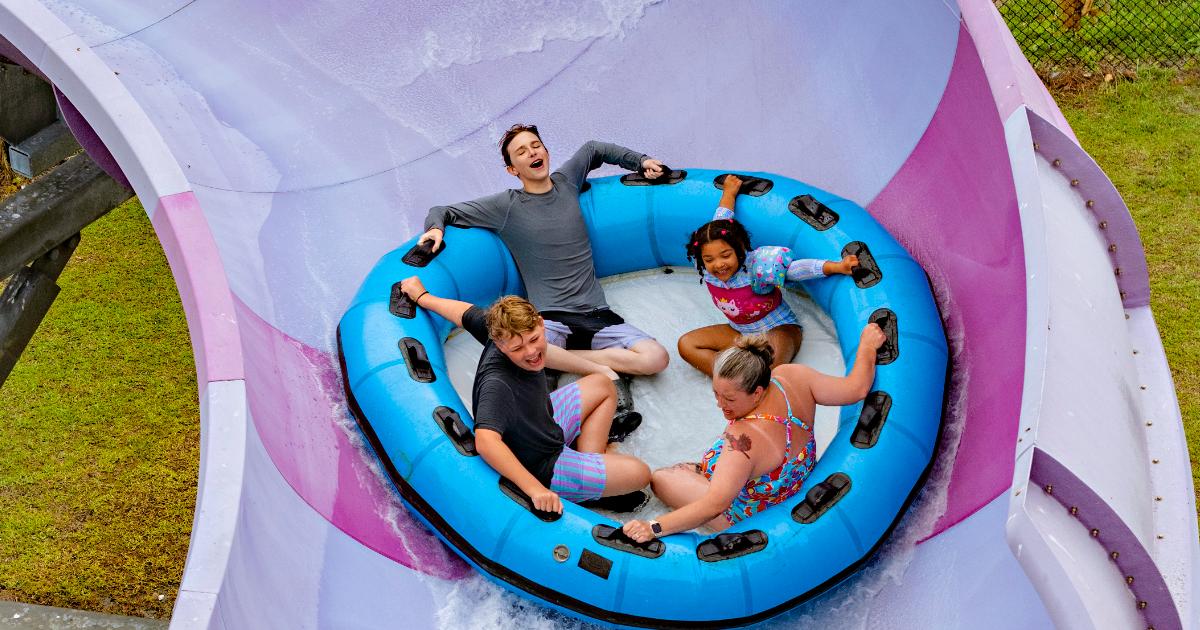 Kids in blue raft